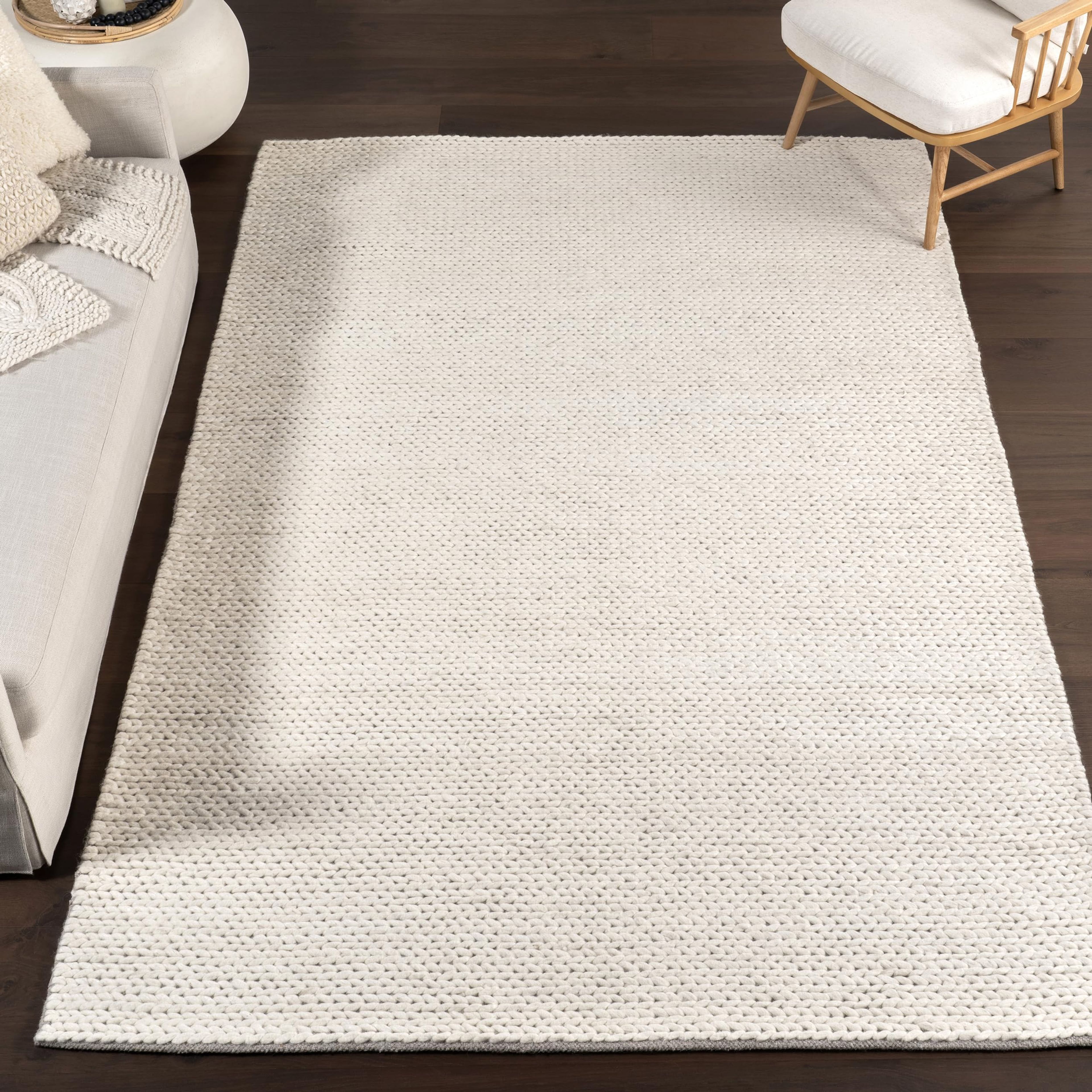 nuLOOM Penelope Wool Braided 8x10 Area Rug Off White Farmhouse