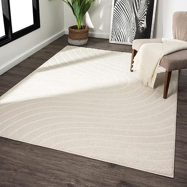 Amazon.com: LUXE WEAVERS Modern Geometric Wave Cream 6x9 Area Rug : Home & Kitchen
