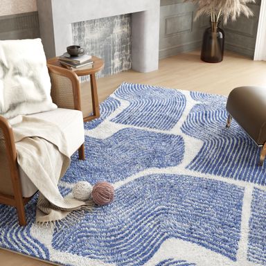 Zen Garden Area Rug - Ultra Soft Area Rug 5x7, Non Slip, Stain Resistant Living Room Rug, Washable Area Rugs for Living Room, Rugs for Bedroom (Blue, 5x7)