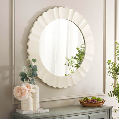 SAFAVIEH Home Collection Nooa Soft White 36-inch Round Decorative Accent Wall Mirror