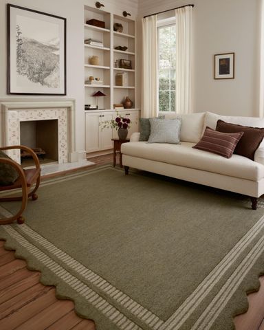 Loloi Chris Loves Julia Scottie Collection SCO-01 Olive/Pebble 3'-6" x 5'-6", .87" Pile Height, Accent Rug