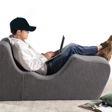 ZINUS Lotus Zero Gravity Chaise Lounger, Foam Recliner for Living Room, Ergonomic Positioning for Better Relaxation, Pillow Included, No Assembly Dark Grey 59"D x 23"W x 28.5"H