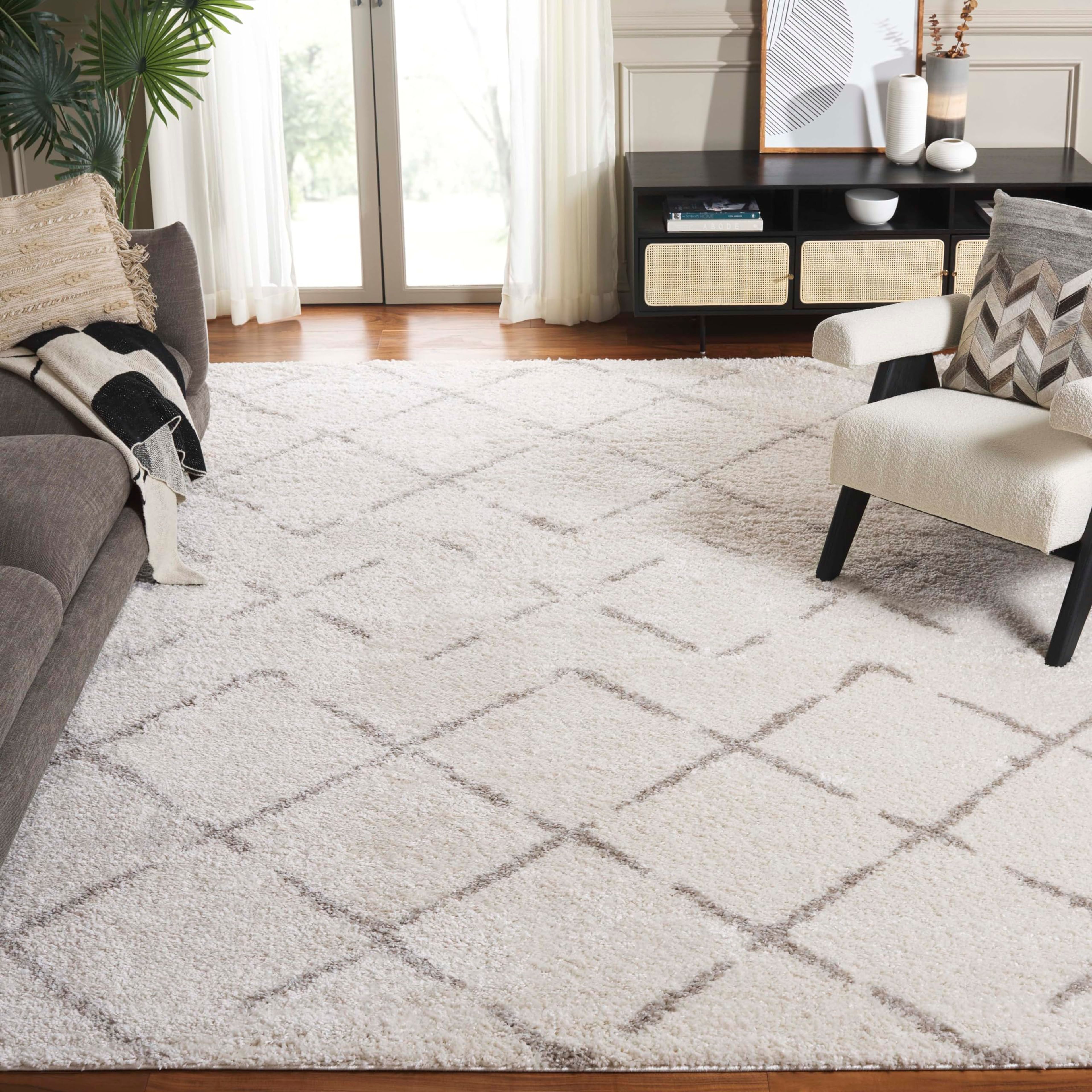 SAFAVIEH 8x10 Ivory Beige Shag Rug - Plush Moroccan Area Rug