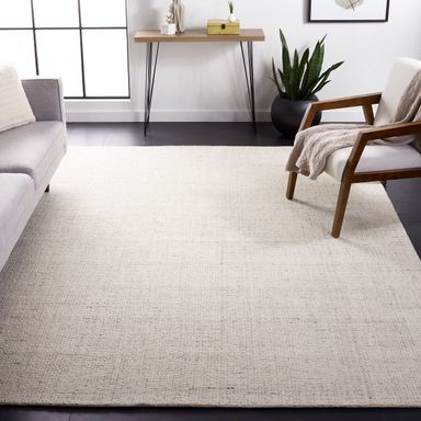 SAFAVIEH Abstract Collection Area Rug - 10' x 14', Ivory & Light Grey, Handmade Wool, Ideal for High Traffic Areas in Living Room, Bedroom (ABT468K) 10' x 14' (Rectangular) Ivory/Light Grey