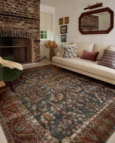 Loloi Chris Loves Julia Jules Collection JUL-10 Ocean/Spice 9'-6' x 14', .13' Pile Height, Area Rug
