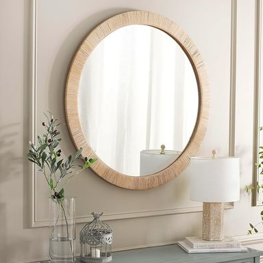 Amazon.com: SAFAVIEH Home Collection Mila Natural 36-inch Round Decorative Accent Wall Mirror : Home & Kitchen
