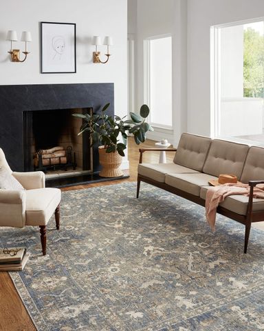 Loloi Chris Loves Julia x Rosemarie Collection ROE-03 Sand/Lagoon 9'-0" x 12'-0" Area Rug Sand / Lagoon 9' x 12' (Rectangular)