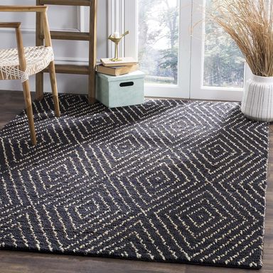 Amazon.com: SAFAVIEH Bohemian Collection 36" x 60" Black/Ivory BOH702A Handmade Moroccan Tribal Jute Area Rug : Home & Kitchen