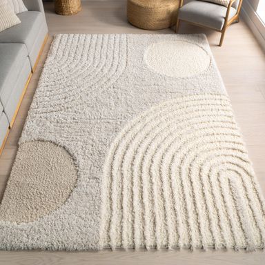 nuLOOM Gloria Abstract Shag Area Rug, 9x12, Beige 9' x 12' (Rectangular) Gloria Beige
