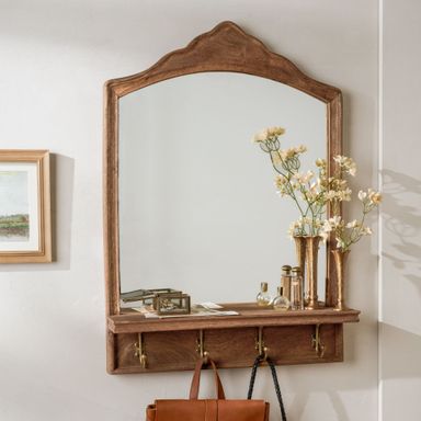 James Mirror with Hooks and Shelf