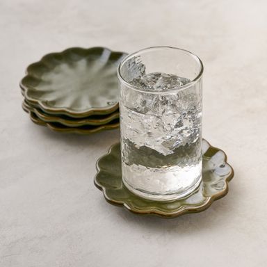Sage Scalloped Edge Coaster Set of Four