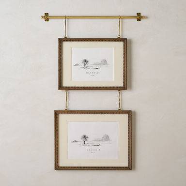 Colleen Wood and Brass Rail Double Picture Frame