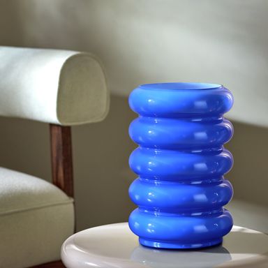Habitat Billie Ribbed Glass Table Lamp - Blue