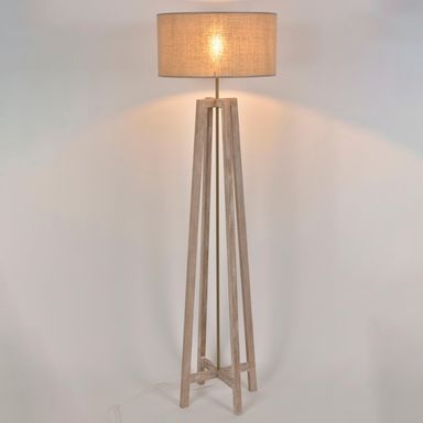 Lampadaire Hemingway, bois, marron,  H.153 cm, E27