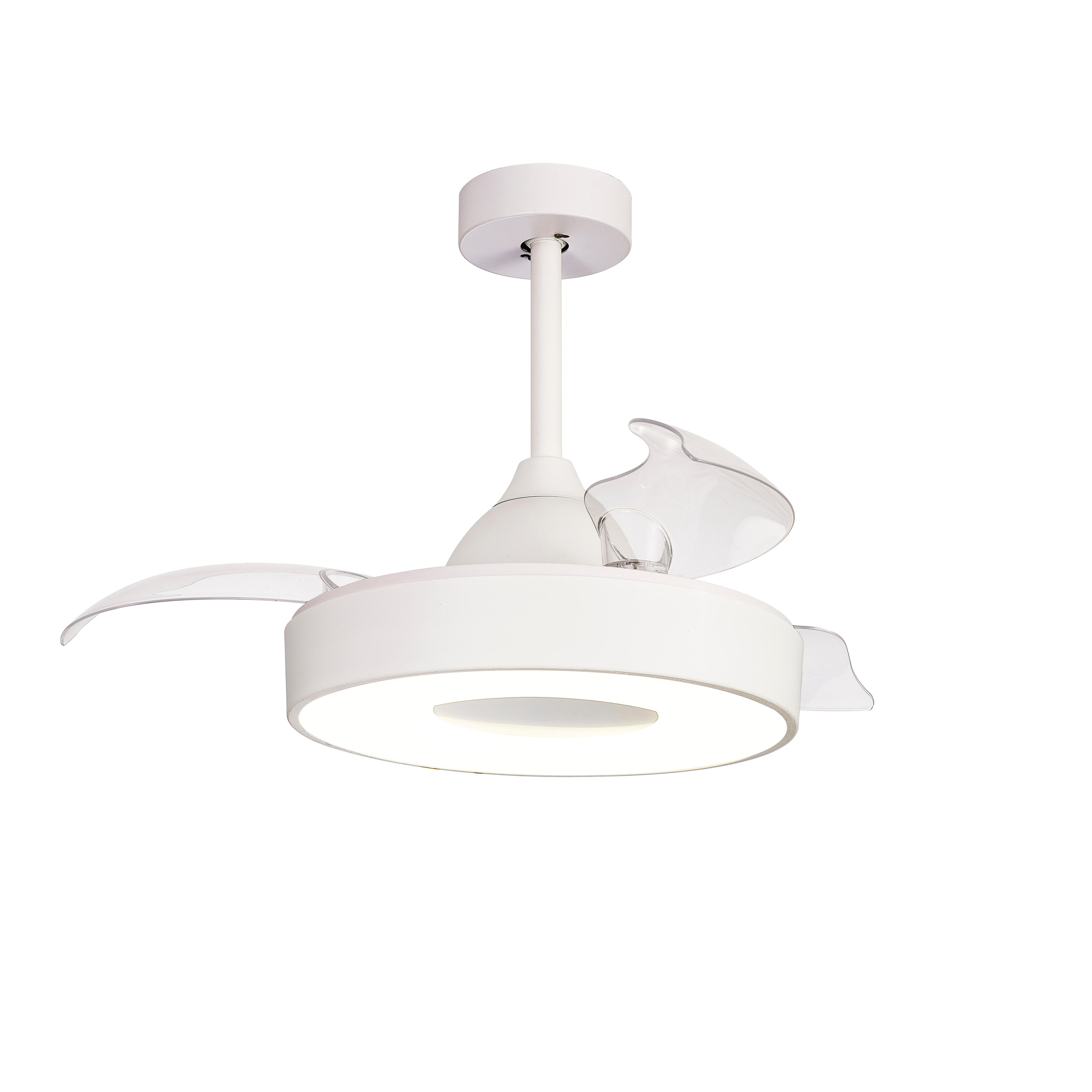 Ventilador Techo Retráctil Coin Mini Blanco con Luz LED y App