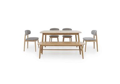 Stockholm Extending Dining Table with 4 Wooden Dining Chairs and a Dining Bench