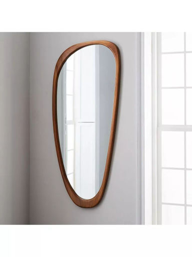 West Elm Mid Century Asymmetrical Eucalyptus Wood Wall Mirror, 167 x 72cm, Acorn
