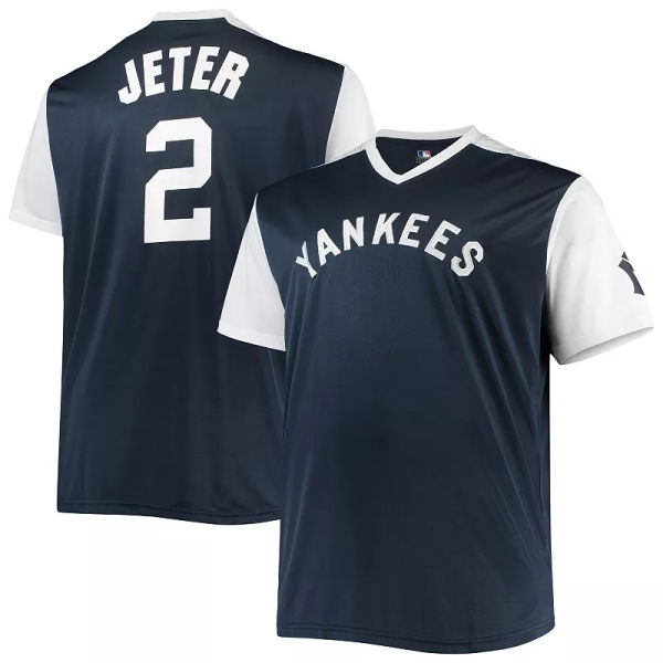 Men's Derek Jeter Navy/White New York Yankees Cooperstown Collection Player Replica Jersey, 