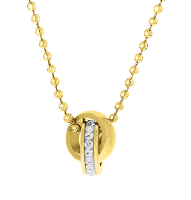 Stalen goldplated kinderketting met hanger met kristal