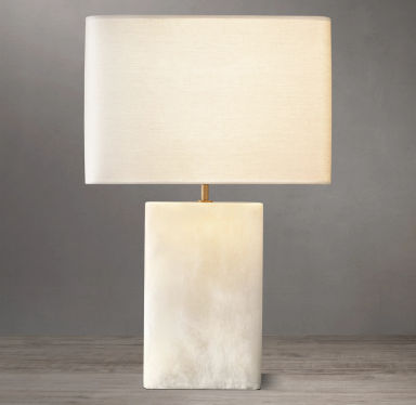 Tallado Alabaster Rectangular Table Lamp