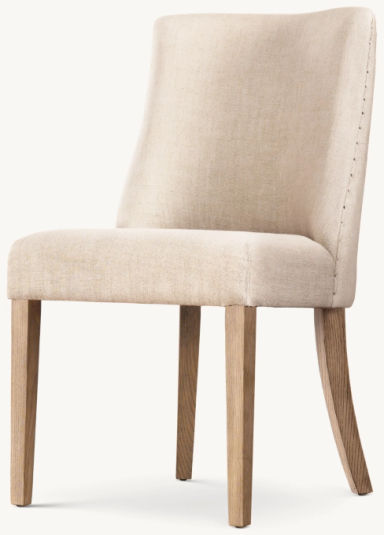 1940s French Barrelback Fabric Dining Side Chair