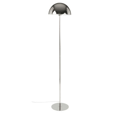 Pilzförmige Stehlampe aus silberfarbenem Metall, H145cm