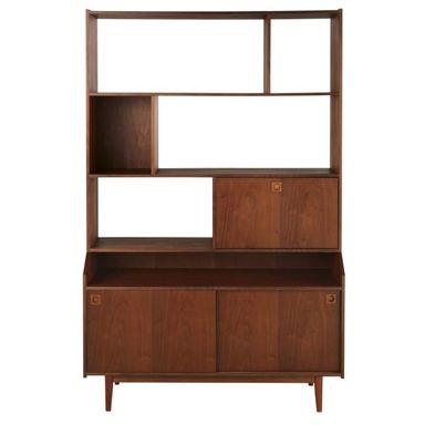 Asymmetrisches Bücherregal Vintage mit 2 Türen, braun