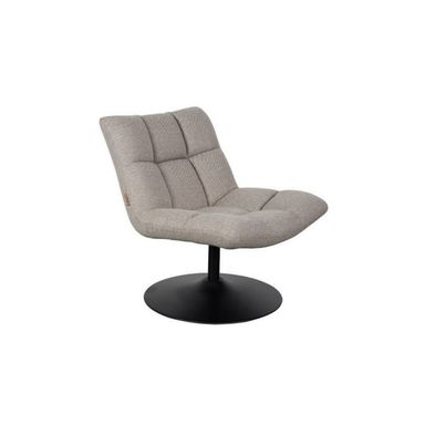 Sillón giratorio en tejido gris claro con patas negras