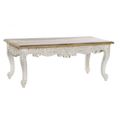 Table basse en bois de mangue sculpté