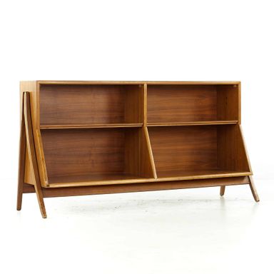 Kipp Stewart for Drexel Declaration Mid Century Walnut Bookcase | Mid Century Modern Furniture | Modern Hill