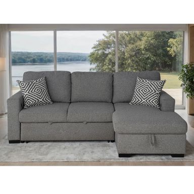 Furniture of America Oswin 93-in W Modern Gray 3-seater Storage Sectional