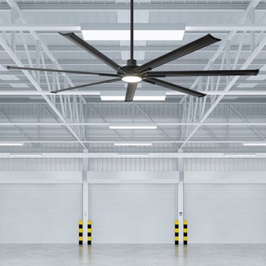 Parrot Uncle 84-in Matte Black with Black Blades Color-Changing Integrated LED Ceiling Fan With Light and Remote Included 7 -Blade