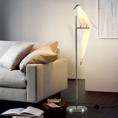 EFPERFECT 63 Inch Silver Modern Origami Crane Floor Lamp with Stand Bird Inspired Shades