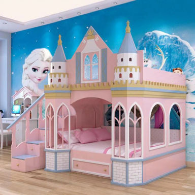 Castle Shaped Pink Color Princess Bunk Bed - Online Furniture Store - My Aashis