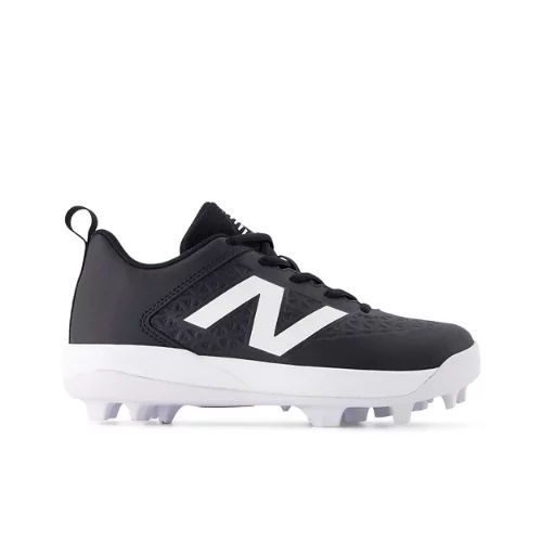 New Balance Kids' 4040v8 Youth Rubber-Molded Baseball Shoes - Black/White (Size 4.5 Wide)