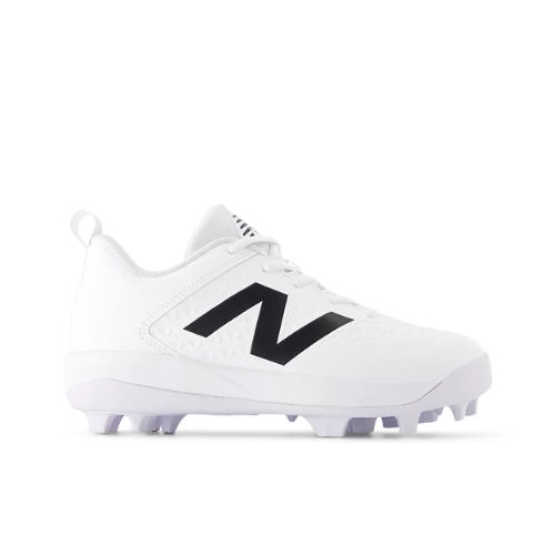 New Balance Kids' 4040v8 Youth Rubber-Molded Baseball Shoes - White/Black (Size 12.5)