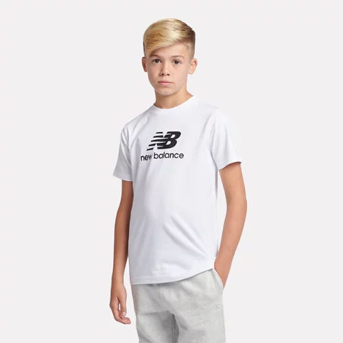New Balance Kids' Jersey Stacked Logo T-Shirt - White (Size 415)