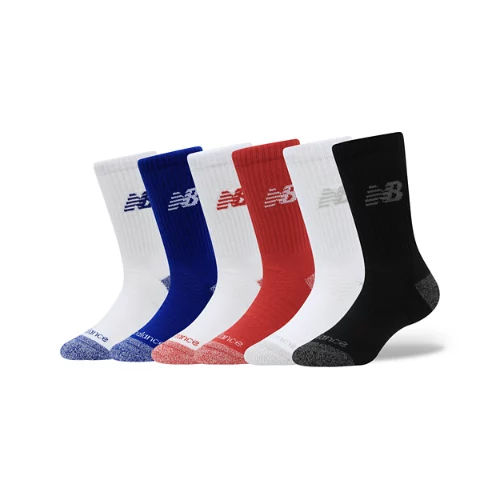 New Balance Unisex Youth Active Crew Socks 6 Pack - Blue (Size S)