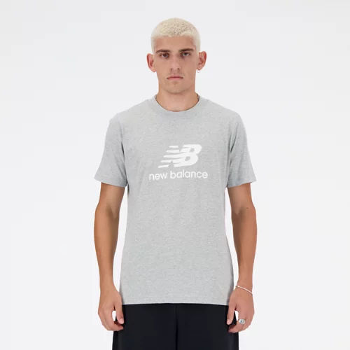 New Balance Men's Sport Essentials Logo T-Shirt - Grey/White (Size L)
