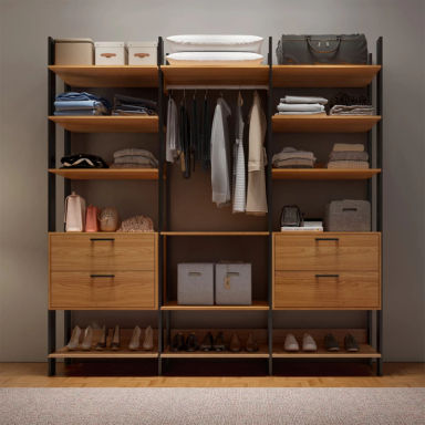 Closet 3 Torres 4 Gavetas Industrial Freijó/Preto - Dalla Costa