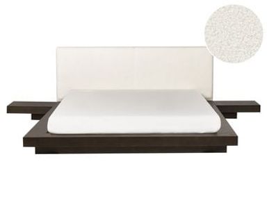 Bed Bouclé ZEN 160 x 200 cm Donker essenhout