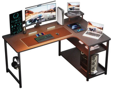 GTPlayer L Shaped Carbon Fiber Gaming Desk with Monitor Stand Black US-DL001-110-BLK - Best Buy