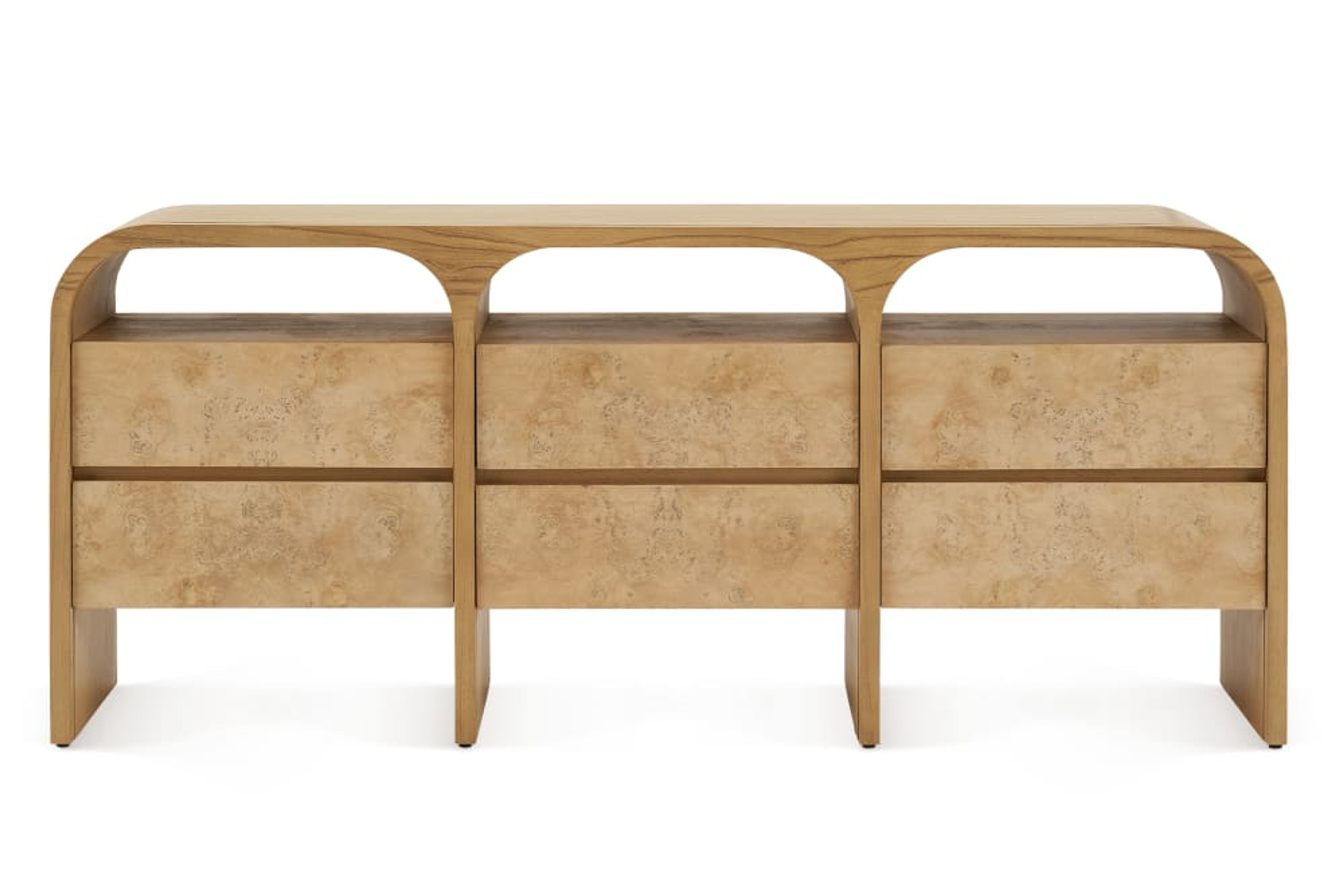 Crescent 6-Drawer Wooden Dresser - Modern Design