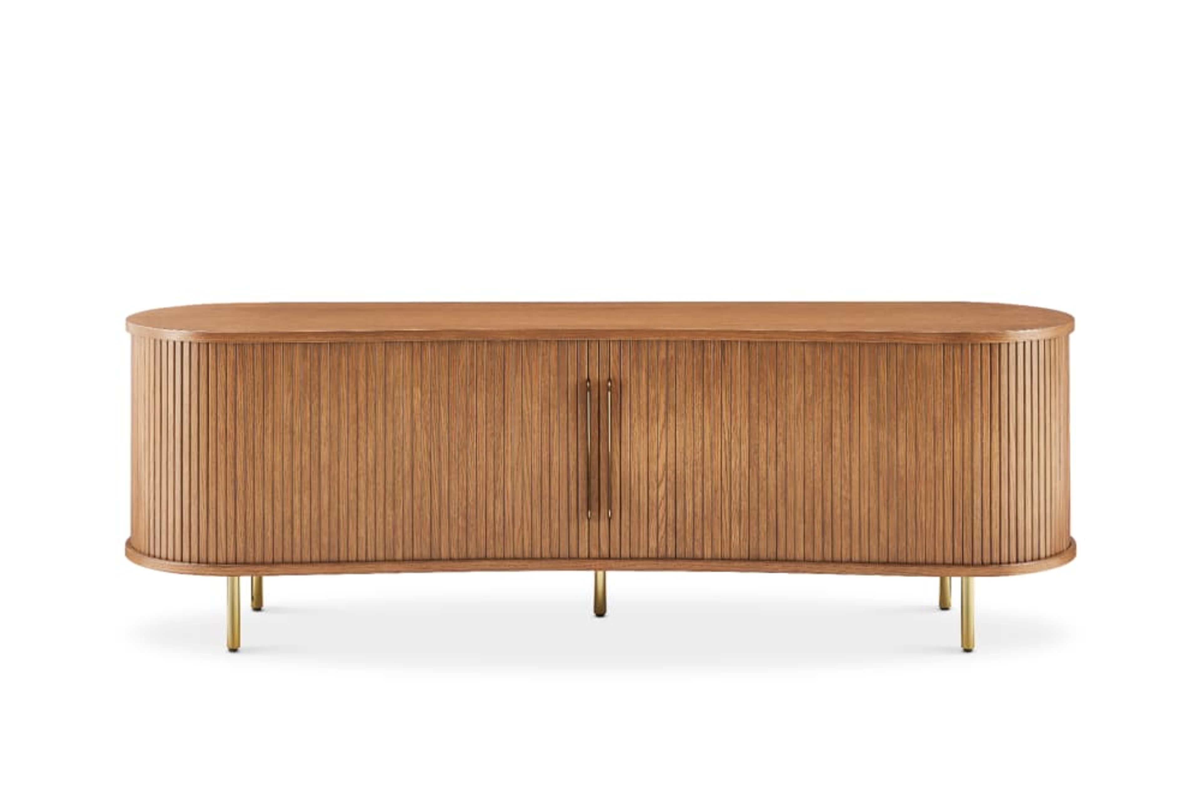 Modern Harper TV Stand - Wood & Gold Legs