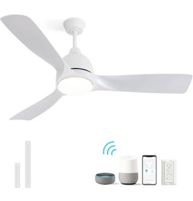 54 in. Indoor/Outdoor Smart White Ceiling Fan with LED Light and 6-Speed Remote&APP Control
