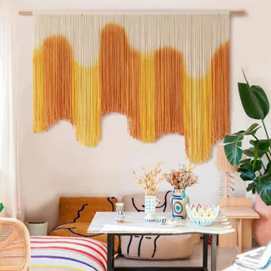IOWER Macrame Wall Hanging Yellow Dip-Dyed Large for Living Room Boho Macrame Wall Decor 59" Wx37 L