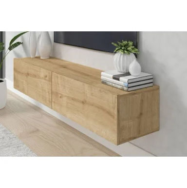 Alesandrini 53" Floating TV Stand Up to 70" TV's Wall Mounted Media Console Orren Ellis Color: Oak