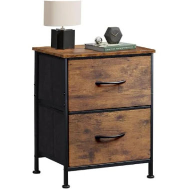 WLIVE Night Stand, Small 2 Drawer Dresser, Nightstand with Fabric Bins for