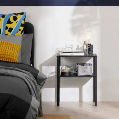 IKEA KNARREVIK Nightstand, Black, 16 1/2x13 1/4