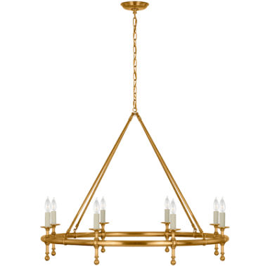 Visual Comfort Signature Classic LED Chandelier in Antique-Burnished Brass